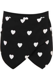 Black and White Heart Print Shorts Skorts