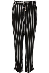 Black Stripe Waist Tie Trousers