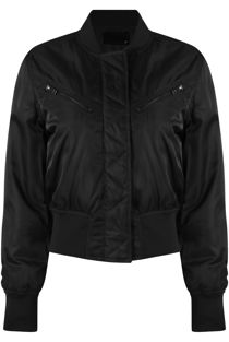 Navy Zipped Pocket Cropped Bomber Jacket 