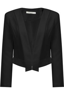 Black Cropped Smart Tailored Lined Tuxedo Evening Jacket