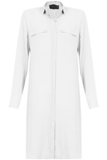 Cream Long Length Chiffon Shirt Dress