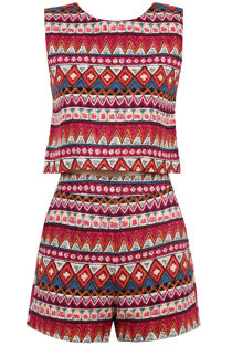 Pink Aztec Printed Sleeveless Top & Shorts set