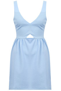Sky Cut Out Front Textured Skater Dress
