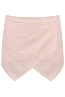 Pink Embroided Tailored Skorts