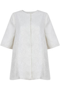 Cream Floral Detail Swing Button Up Coat