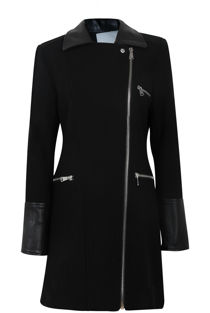 Black faux Fur Collar Biker Coat 