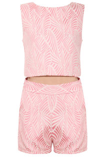 Pink Embossed Crop Top