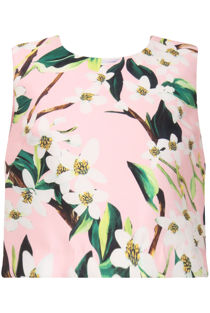 Pink Floral Printed Tailored Crop Top