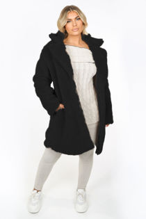Black Oversized Borg Teddy Coat