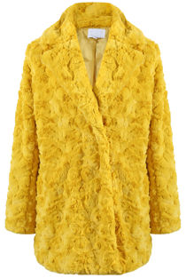 Soft Faux Fur Teddy Coat In Yellow