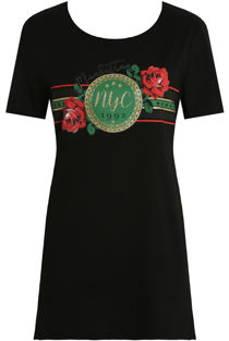 Black NYC Embossed T-Shirt Dress