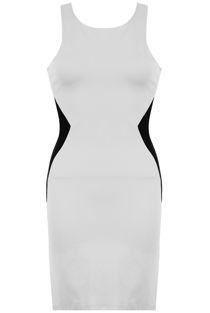 Cream and Black Illusion Slimming Contrast Bodycon Dress