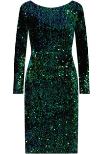 Green Sequin Detail Open Back Bodycon Dress