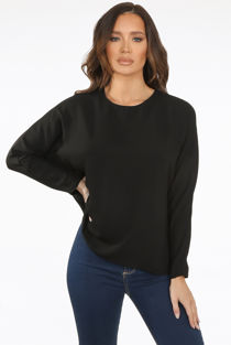 Black Side Seam Oversized Blouse