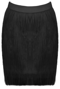 Black Faux Fur Mini Skirt