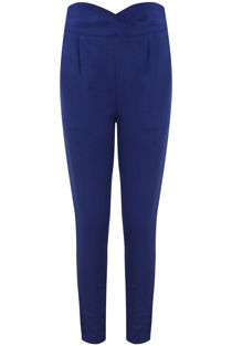 Royal Blue Cross Over High Waisted Trousers
