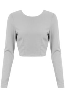 White Backless Short Sleeve Crop Top
