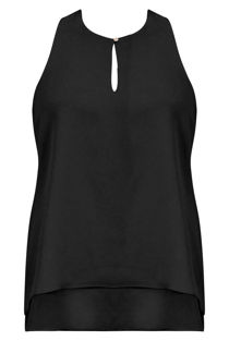 Black Lined T Back Sleeveless High Neck Top