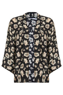 Black Floral Pull Over Top