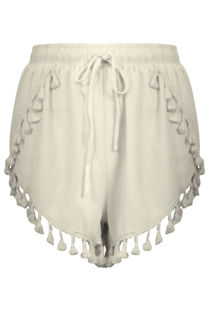 White Pom Pom High Waist Shorts