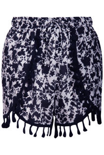 Navy Pom Pom Floral Mono Shorts 