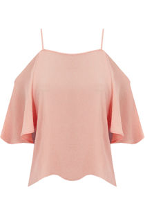 Pink Chiffon Off The Shoulder Tops