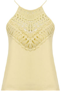 Yellow Crochet High Neck Cami Top