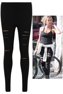 Ripped Detail Jeggings in Black