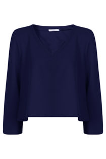 Navy V Neck Plain Tops