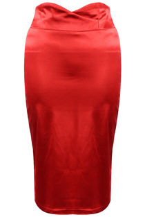 Red Cross Over High Waist Satin Skirt