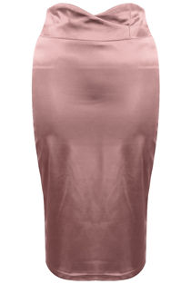 Pink Cross Over High Waist Satin Skirt