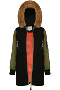 Black Two Tone Fur Hood Jacket