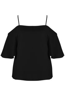 Black Cold Shoulder Cami Tops