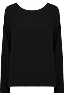 Black Side Split Long Sleeve Tops