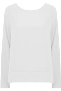 White Side Split Long Sleeve Tops