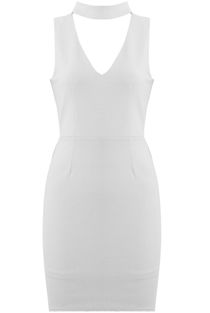 White Key Hole Bodycon Dress