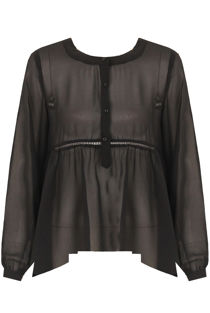 Black Button Up Smock Blouse