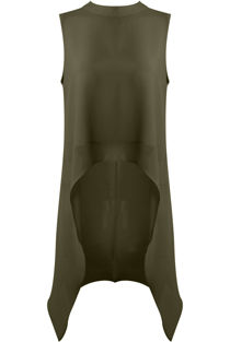 Khaki Chiffon Layered High Low Top