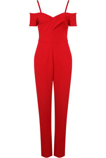 Red Cross Front Bardot Jumpsuit