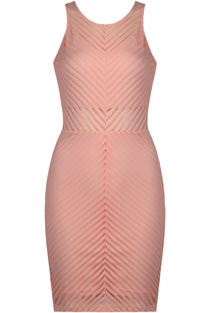 Pink Cross Stripe Textured Bodycon Dress