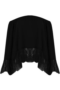 Black Off The Shoulder Lace Border Blouse