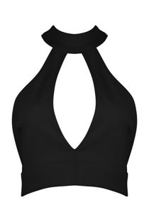 Black Keyhole Tie Back Crop Top