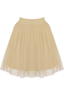 Cream Tulle Knee Length Skirts 