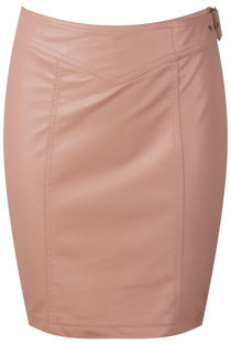 Rose PU Side Buckle Mini Skirt 