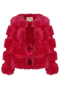 Fuchsia Layered Shaggy Faux Fur Coat