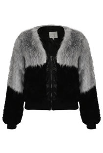 Grey Black Fur with Fleece Zip Up Jacket