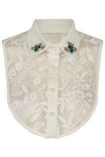 Cream Gem Embellished Bib Collar with Mesh Body