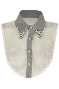 Tweed Gem Intricate Bib Collar With Mesh Body