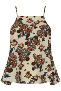 Cream Floral Printed Swing Cami