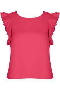 Fuschia Ruffle Cap Sleeved Top